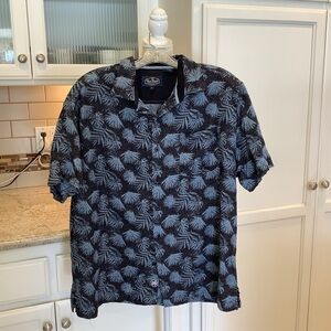 Nat Nast Silk Blend Men’s Hawaiian Palm Button Up Shirt Size Large